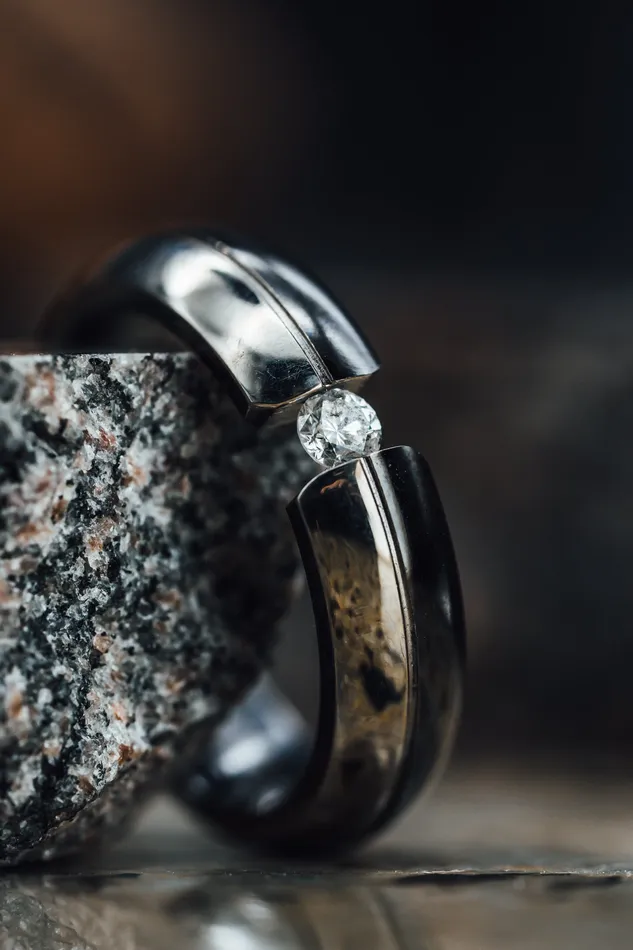 Titanium Tension Set Diamond Ring Lashbrook Rings