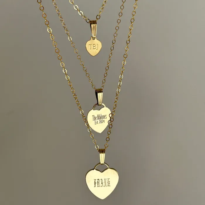 Truly Blessed Jewels Gold Engraved Heart Necklace Necklaces