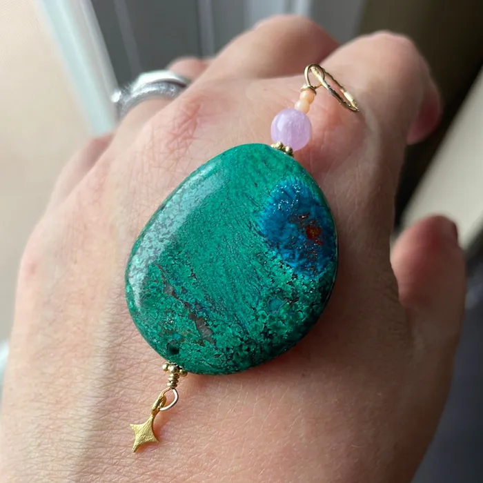 Turquoise Pendant Lavender Jade and Coral Star Dangle Gold Filled Handmade Vintage Paris Jewelry Necklaces Turquoise Pendant Lavender Jade and Coral Star Dangle Gold Filled Handmade Vintage Paris Jewelry Necklaces