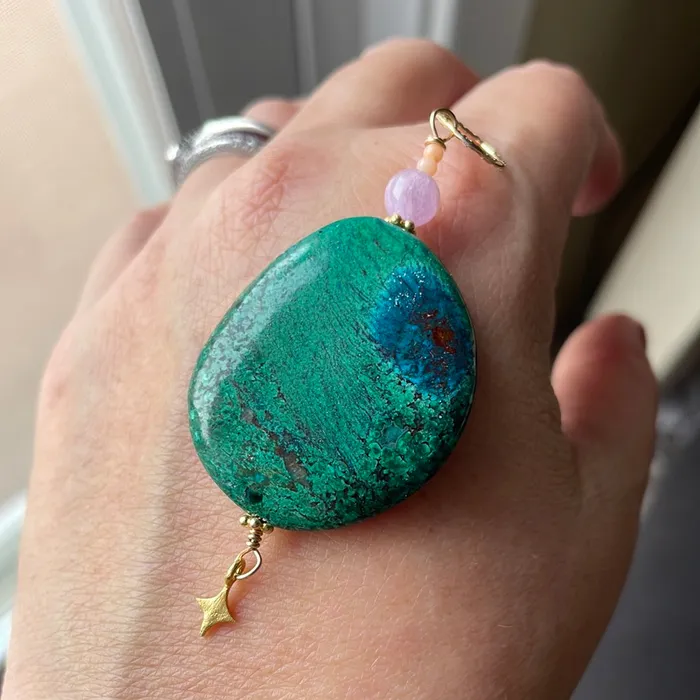 Turquoise Pendant Lavender Jade and Coral Star Dangle Gold Filled Handmade Vintage Paris Jewelry Necklaces Turquoise Pendant Lavender Jade and Coral Star Dangle Gold Filled Handmade Vintage Paris Jewelry Necklaces