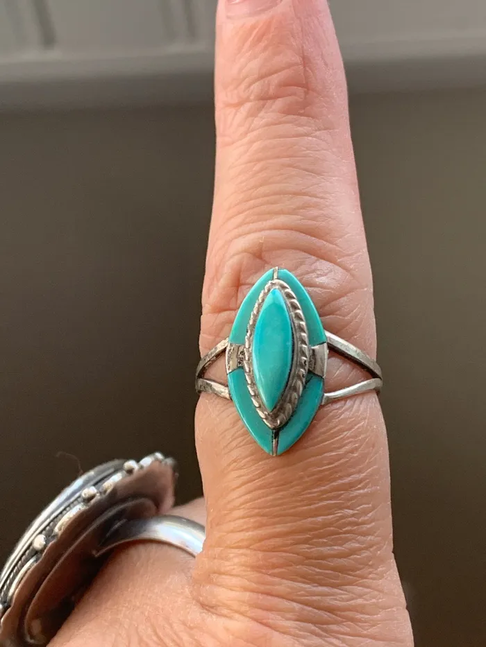 Turquoise Ring Sterling Silver Vintage Love Vintage Paris Rings