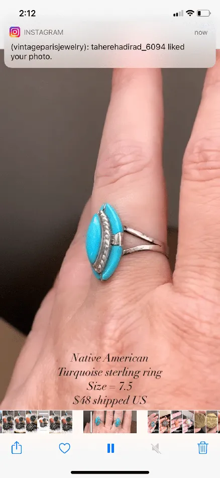 Turquoise Ring Sterling Silver Vintage Love Vintage Paris Rings