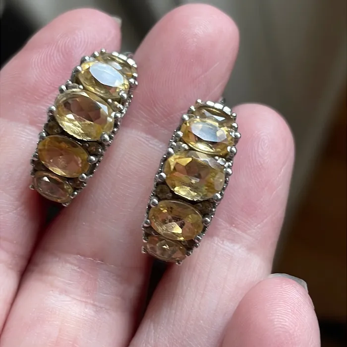 Vintage Paris Jewelry Earrings Citrine Hoop Earrings Sterling Silver Vintage Vintage Paris Jewelry Earrings Citrine Hoop Earrings Sterling Silver Vintage