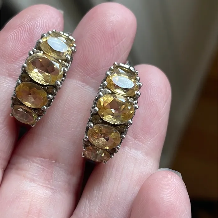 Vintage Paris Jewelry Earrings Citrine Hoop Earrings Sterling Silver Vintage Vintage Paris Jewelry Earrings Citrine Hoop Earrings Sterling Silver Vintage