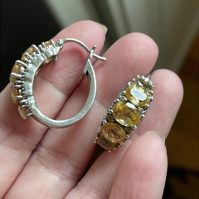 Vintage Paris Jewelry Earrings Citrine Hoop Earrings Sterling Silver Vintage Vintage Paris Jewelry Earrings Citrine Hoop Earrings Sterling Silver Vintage