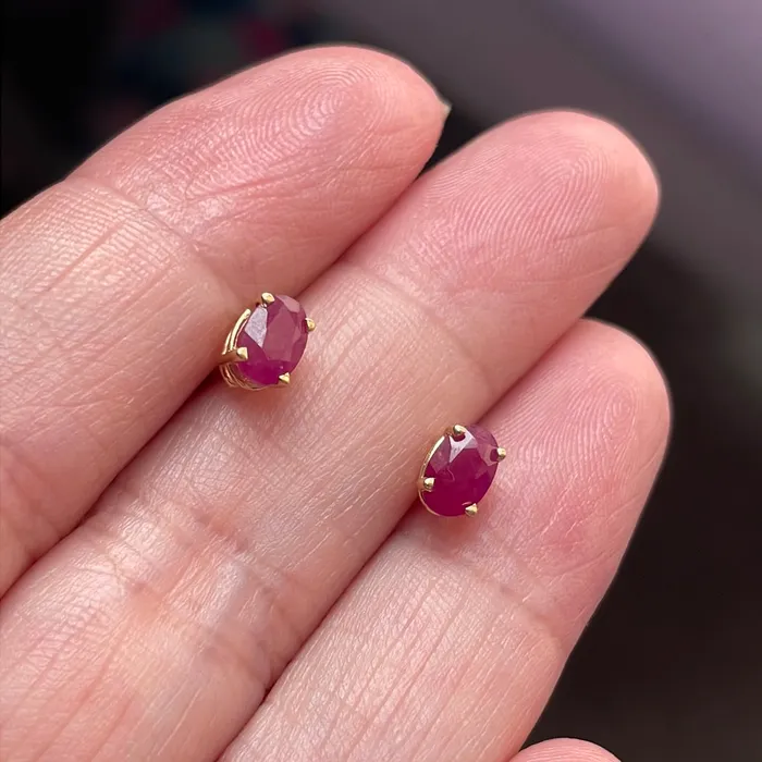 Vintage Paris Jewelry Earrings Ruby Stud Earrings 14k Gold Vintage Vintage Paris Jewelry Earrings Ruby Stud Earrings 14k Gold Vintage