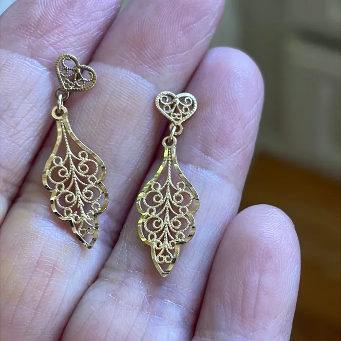Vintage Paris Jewelry Heart Filigree Drop Earrings Earrings Vintage Paris Jewelry Heart Filigree Drop Earrings Earrings
