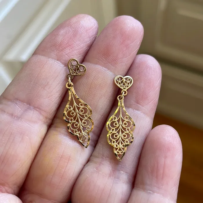 Vintage Paris Jewelry Heart Filigree Drop Earrings Earrings Vintage Paris Jewelry Heart Filigree Drop Earrings Earrings