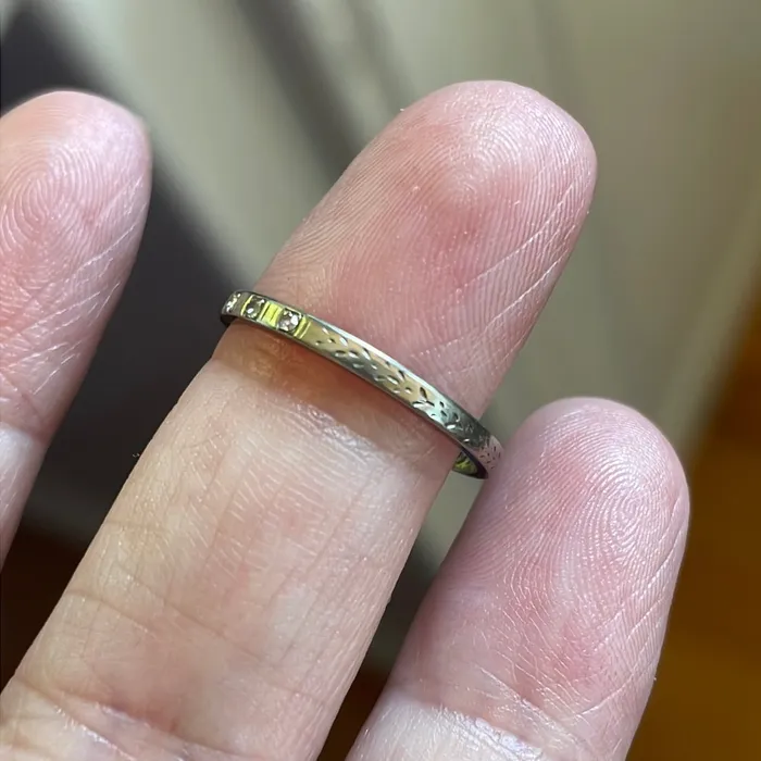 Vintage Paris Jewelry Rings Diamond Three Stone Band 18k White Gold 1928 Vintage Vintage Paris Jewelry Rings Diamond Three Stone Band 18k White Gold 1928 Vintage